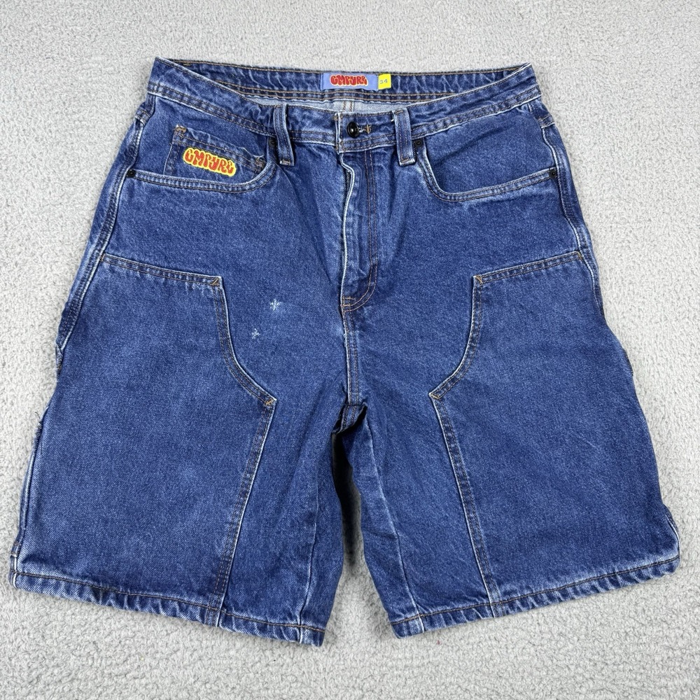 Empyre Shorts Mens 32x9 Blue Denim Jorts Baggy Double Knee Carpenter Y2K Skater